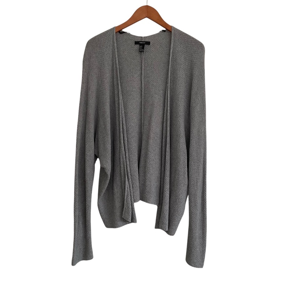 Forever 21 Textured Open Front Cocoon Cardigan Sz S Gray Lagenlook Boho Slouchy